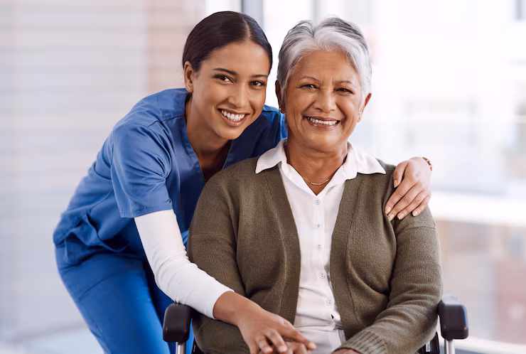 Caregiver supporting a senior woman through VA home care services in Tampa Area, FL